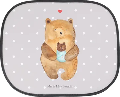 Produktbild von Mr. & Mrs. Panda pkw sonnenschutz Bär Baby - Grau Pastell - Geschenk, Geburt, Mutter, Teddy, Auto, Sonnenblende, Eltern, Autosonnenschutz, hitzeschutz, Geburtstag