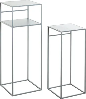 Produktbild von HAKU Beistelltisch Blumenständer 2er Set grau - Metall, B/H/T: 26/30x63/85x26/30 cm