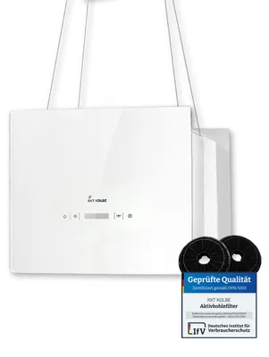 Produktbild von KKT KOLBE Dunstabzugshaube 40 cm | Inselhaube | Edelstahl | weißes Glas | SensorTouch Bedienung | LED-Beleuchtung | Umluft | BOX400W
