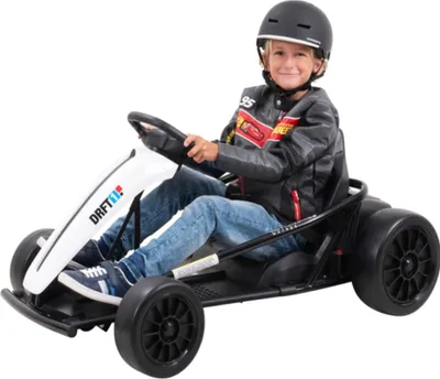 Produktbild von Kinder Elektro Drift-Kart | Drift-Scooter - Go-Kart mit Sound - Elektro-Kart - Tretauto - 700 Watt - 2x 12V 7 Ah - EVA-Reifen - Bis 70 Kg (Weiß)