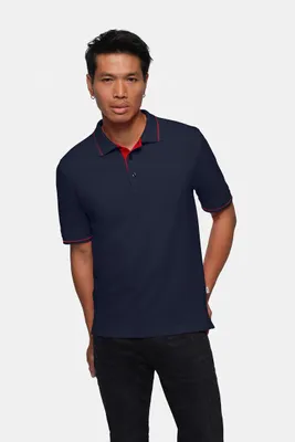 Zdjęcie produktu dla Koszulka polo CASUAL - atrament/czerwony - rozmiar M
