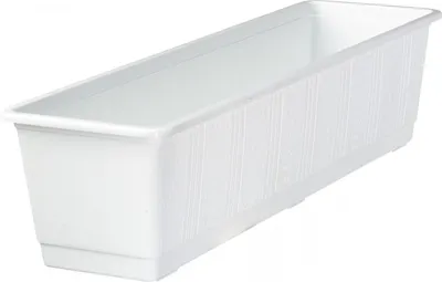Produktbild von Geli Balkonkasten STANDARD Weiß mit Holzstruktur 50 cm - Kunststoff