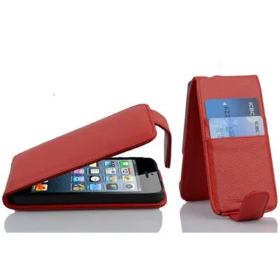 Obrázek produktu pro Cadorabo pouzdro pro Apple iPhone 5 / iPhone 5S / iPhone SE v červeném pouzdře Ochranný kryt Flipové pouzdro na mobilní telefon Pouzdro kryt