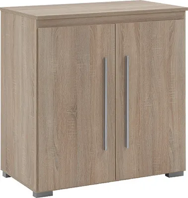 Produktbild von Moderne Kommode mit 2 Türen 3 Fächern Sideboard Schrank Eiche Sonoma Holz Optik