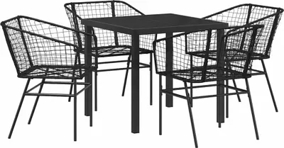 Image de vidaXL Ensemble de jardin 5 pcs noir Poly-Rattan