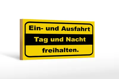 Produktbild von Holzschild  Ausfahrt Tag Nacht freihalten, 27 x 10 cm, Holzschilder Achtung Widerrechtlich