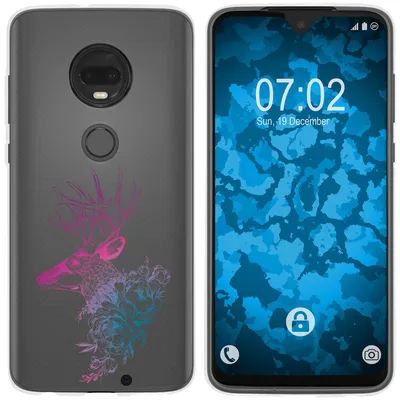 Produktbild von PhoneNatic Case kompatibel mit Motorola Moto G7 Silikon-Hülle Floral Hirsch M7-6