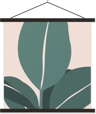 Produktbild von MuchoWow® Textilposter Sommer - Blätter - Abstrakt 120x120 cm mit schwarzem Rahmen - Aufhängungsset