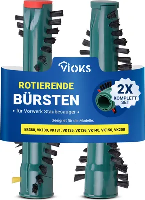 Produktbild von VIOKS Bürstenwalze Rolle Set 2x Ersatz für MisterVac VB-128 für Staubsauger EB360