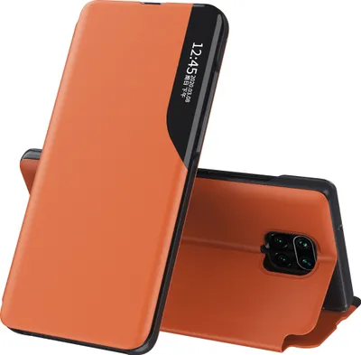 Produktbild von LaimTop Hülle für Redmi Note 9 Pro, Smart View Fenster Flip Stand Cover Kunstleder Schutzhülle für Xiaomi Redmi Note 9S / 9 Pro / 9 Pro Max Orange