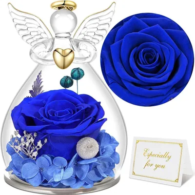 Image de Rose éternelle, figurine d'ange en verre, couleur bleue, cadeau pour femmes, maman, mère, grand-mère
