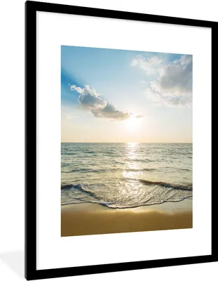 Produktbild von MuchoWow® Gerahmtes Poster Meer - Sommer - Strand 60x80 cm - Poster mit Schwarzem Bilderrahmen Wandposter Rahmen Foto Bilder - Wohnzimmer - Dekorationen - Prämie