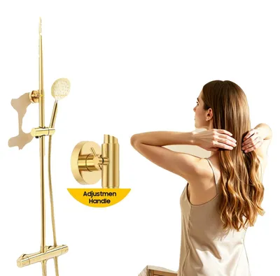 Obrázok produktu pre Sprchový systém, materiál: nehrdzavejúca oceľ 304, priemer hlavnej sprchy: 20 cm, nastaviteľná výška: 70-110 cm, montáž na stenu, 3 režimy prúdu vody