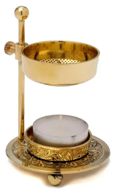 Produktbild von Weihrauchstövchen höhenverstellbar, H 11 cm, Messing, Gold, für Teelicht