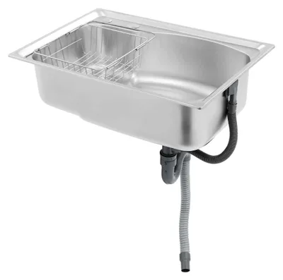 Produktbild von Edelstahlküchenspüle 65 * 44 * 20 cm mit Abtropfkorb und Ablauf