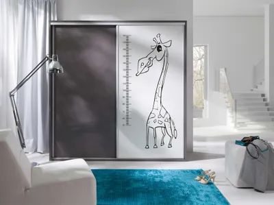Produktbild von Kinderkleiderschrank 206 cm MANKATO - grau / glänzend weiß