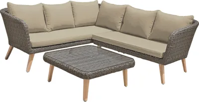 Produktbild von Garden Pleasure Gartenlounge Pamplona Alu Kunststoffgeflecht Akazie braun