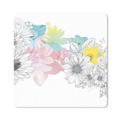 Produktbild von MuchoWow® Mauspad Mousepad Illustration eines Blumenmusters mit Farbe 30x30 cm - Mousepads - Maus Mat - Pad - Mausunterlage - Gaming