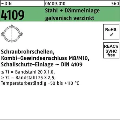 Produktbild von Reyher  Schraubrohrschellen DIN4109 Zn 20 - 23/M8 + M10 Zn (100 Stück)