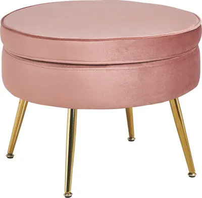 Produktbild von SalesFever Sitzpouf | rund | Bezug Samt-Stoff | Gestell Metall goldfarben | B 52 x T 52 x H 41 cm | rose