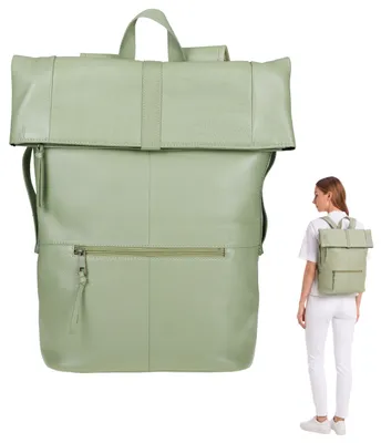 Produktbild von Rucksack Lederrucksack Damen Laptoprucksack Echtleder Lehrertasche Lehrerrucksack Leder Handgepäck Business Büro Freizeitrucksack gross 12981 Grün +f