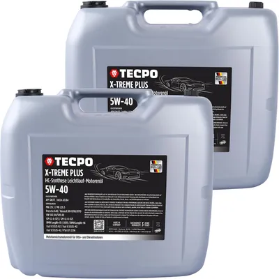 Produktbild von TECPO Motoröl 5W40 Öl X-TREME Plus Öl, 40 Liter 5W-40 Gebinde HC-Synthese für Diesel-und Benzinmotoren entspricht API SN/CF / ACEA A3/B4 / 502/505 / 226.3/226.5 / Longlife 01/98