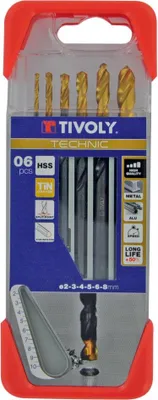 Immagine prodotto di Set di 6 punte per metallo, TIVOLY, diametro da 2 a 8 mm