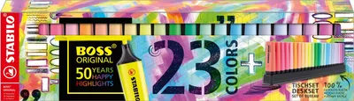 Obrázek produktu pro Zvýrazňovače - STABILO BOSS ORIGINAL - sada 23 tabulek - 9 fluorescenčních barev, 14 pastelových barev