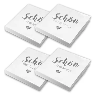 Produktbild von itenga 80x Serviette Schön dass du da bist weiß grau Set