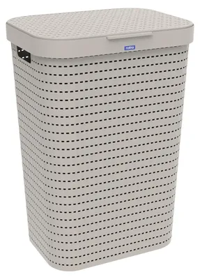 Produktbild von Rotho Wäschesammler 55 L Country  - Wäschekorb groß - Wäschetruhe 42,0 x 32,0 x 57,2 cm - Wäschebox mit Deckel - Wäsche Sammler aus Kunststoff