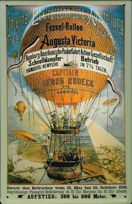 Produktbild von Blechschild Nostalgieschild Hapag Fesselballon Heissluftballon Gasballon