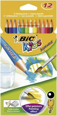 Zdjęcie produktu dla Bic Kids Aquacouleur: Kredki Owkowe Z Efektem Akwareli, 12 Kolorw