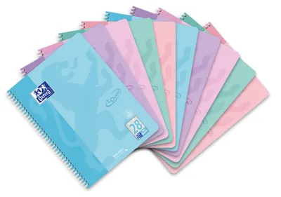 Produktbild von Oxford Touch Collegeblock A4 kariert, 80 Blatt, 5 Pastell-Farben, 10 Stück