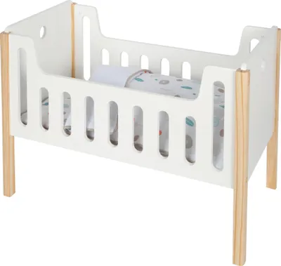 Productafbeelding van Houten poppenbed met omkeerbaar beddengoed