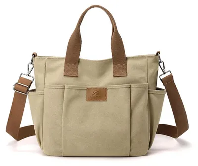 Produktbild von Umhängetasche aus Canvas, große Kapazität, khaki, L, für Reisen