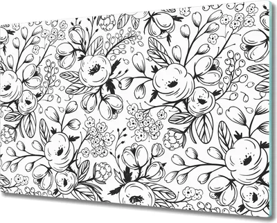Produktbild von Glas-Herdabdeckplatte Glaskeramikkochfeld-Abdeckung Spritzschutz - 80x52 cm - Gezeichnete Blumen