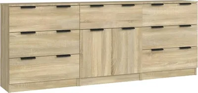 Produktbild von 3-tlg. Sideboard Sonoma Eiche-Optik Holzwerkstoff