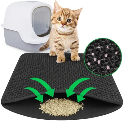 Produktbild von Katzenstreumatte Doppelschichtiges, Vorleger für Katzentoiletten, Waben-Design, 39,5 x 49,5 cm, Schwarz, Retoo
