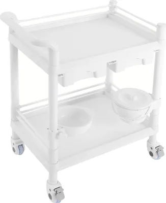 Image de Chariot mobile, 2 étagères, 2 tiroirs, BLANC