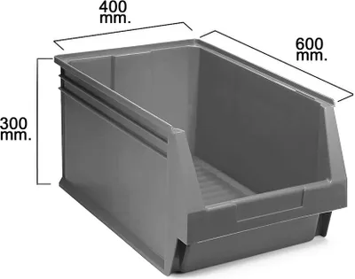 Image de Tiroir de rangement gris empilable n° 60 600 x 400 x 300 mm.