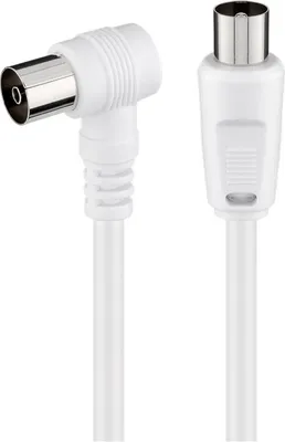 Produktbild von goobay Antennenkabel Koax Stecker/Kupplung gewinkelt weiß 1,5 m