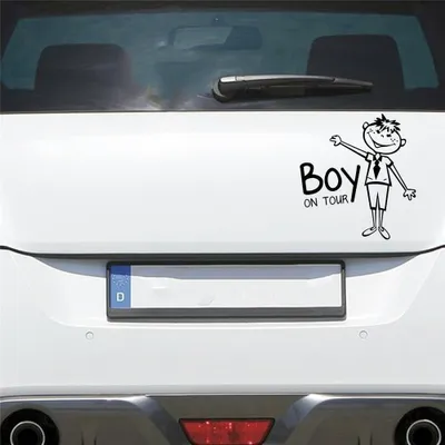 Produktbild von Auto Aufkleber Junge an Bord on Tour Baby Board 15x16 cm Schwarz Matt Sticker Heckscheibenaufkleber