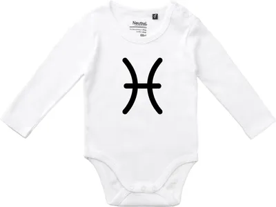 Produktbild von Huuraa Baby Body Fische Sternzeichen Zeichen 74 White  Baumwolle Fairtrade Langarmbody Geschenkidee