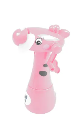 Produktbild von Kinder Mini-Ventilator Giraffe mit Wasserzerstäuber Handventilator Sprühflasche, Farbe:rosa