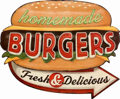 Produktbild von Dekoratives Burgerschild - Vintage-Stil