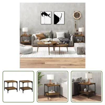 Zdjęcie produktu dla The Living Store Stoliki boczne 2 szt. Dąb wędzony 40x40x40 cm materiał drewnopochodny