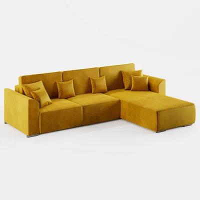 Produktbild von ECKSOFA LUMO L Rechts Gelb Velours-Stoff mit Schlaffunktion und Bettkasten