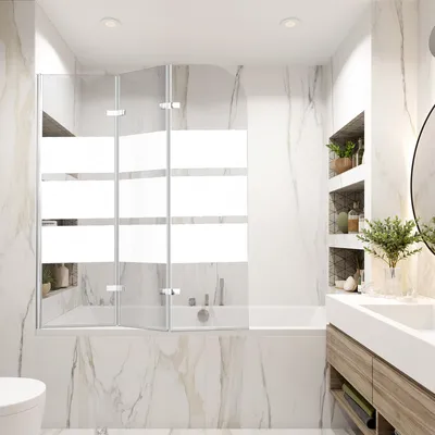 Immagine prodotto di Jopassy schermo pieghevole vasca da bagno attacco doccia 180° ESG NANO Easy Clean vetro 3 pezzi pieghevole 120*140CM bianco