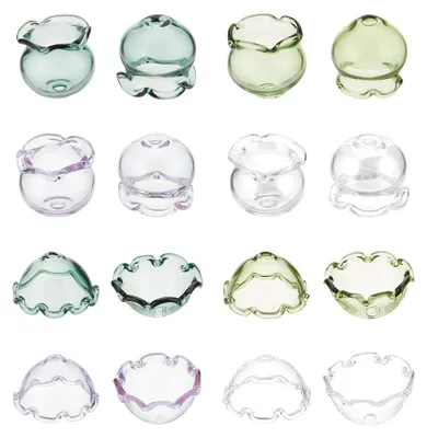16er-Set Glaskegel-Perlenkappen, 8 Stile, Blumenform, 15-24,5 mm