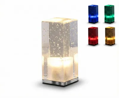 Obrázok produktu pre MasterLED LED stolná lampa Cristal RGB 3W, kryštálový vzhľad, napájaná z akumulátora, nabíjateľná cez USB-C, dotykový senzor, dekoratívna lampa